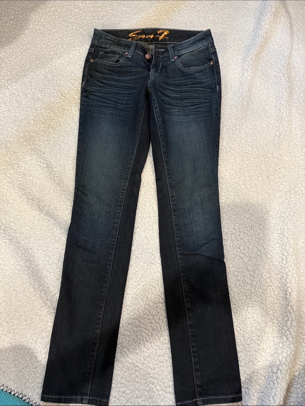 Seven7 Women's Boot Cut Jeans in Dark Blue Wash